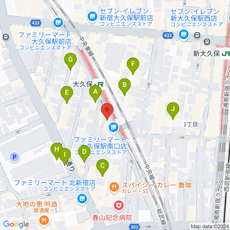 大久保ひかりのうま周辺の駐車場・コインパーキング一覧地図