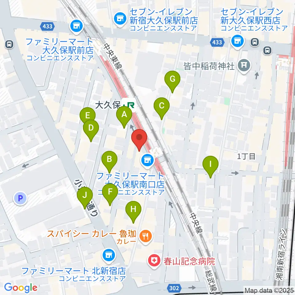 大久保ひかりのうま周辺の駐車場・コインパーキング一覧地図