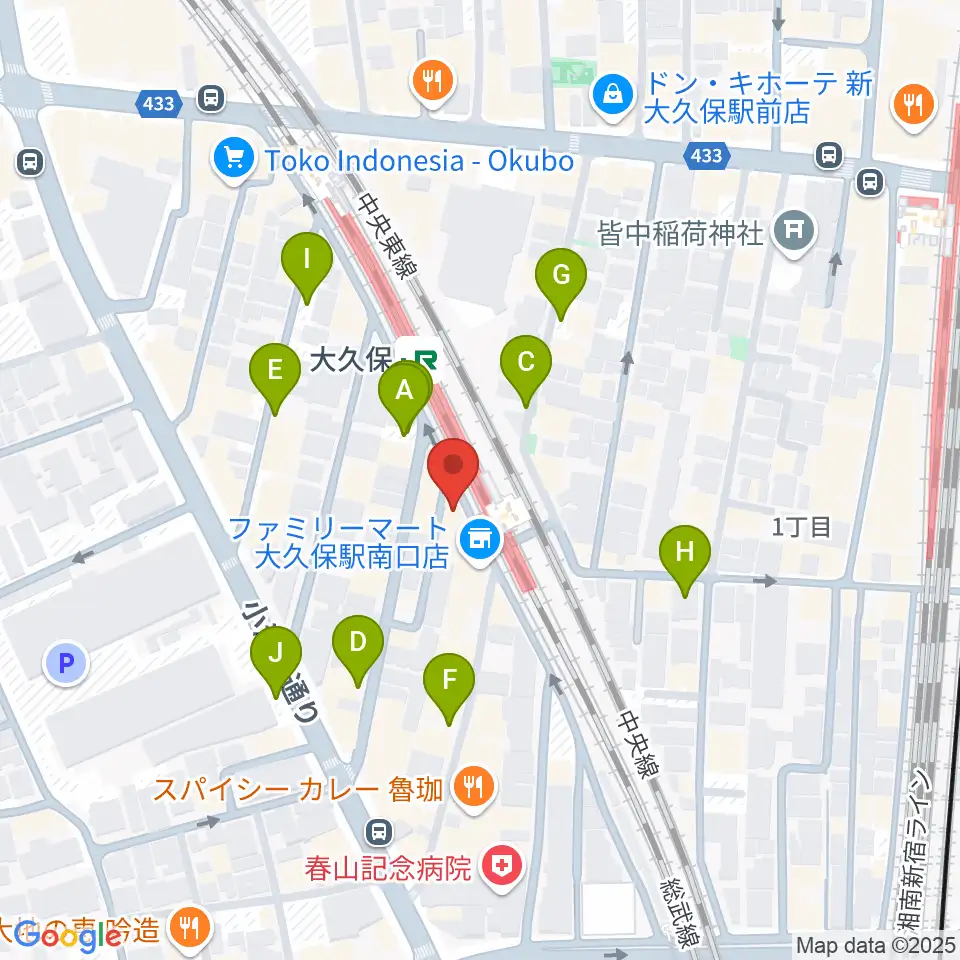 大久保ひかりのうま周辺の駐車場・コインパーキング一覧地図