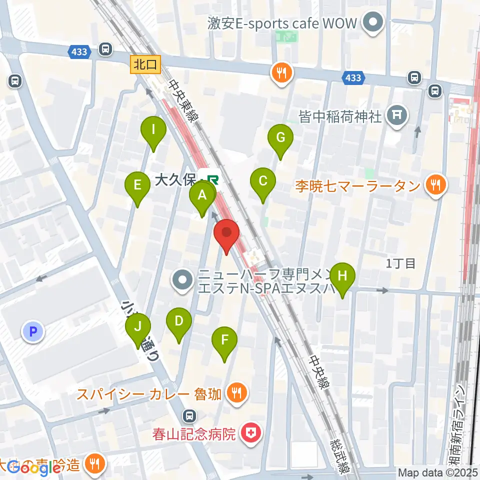 大久保ひかりのうま周辺の駐車場・コインパーキング一覧地図