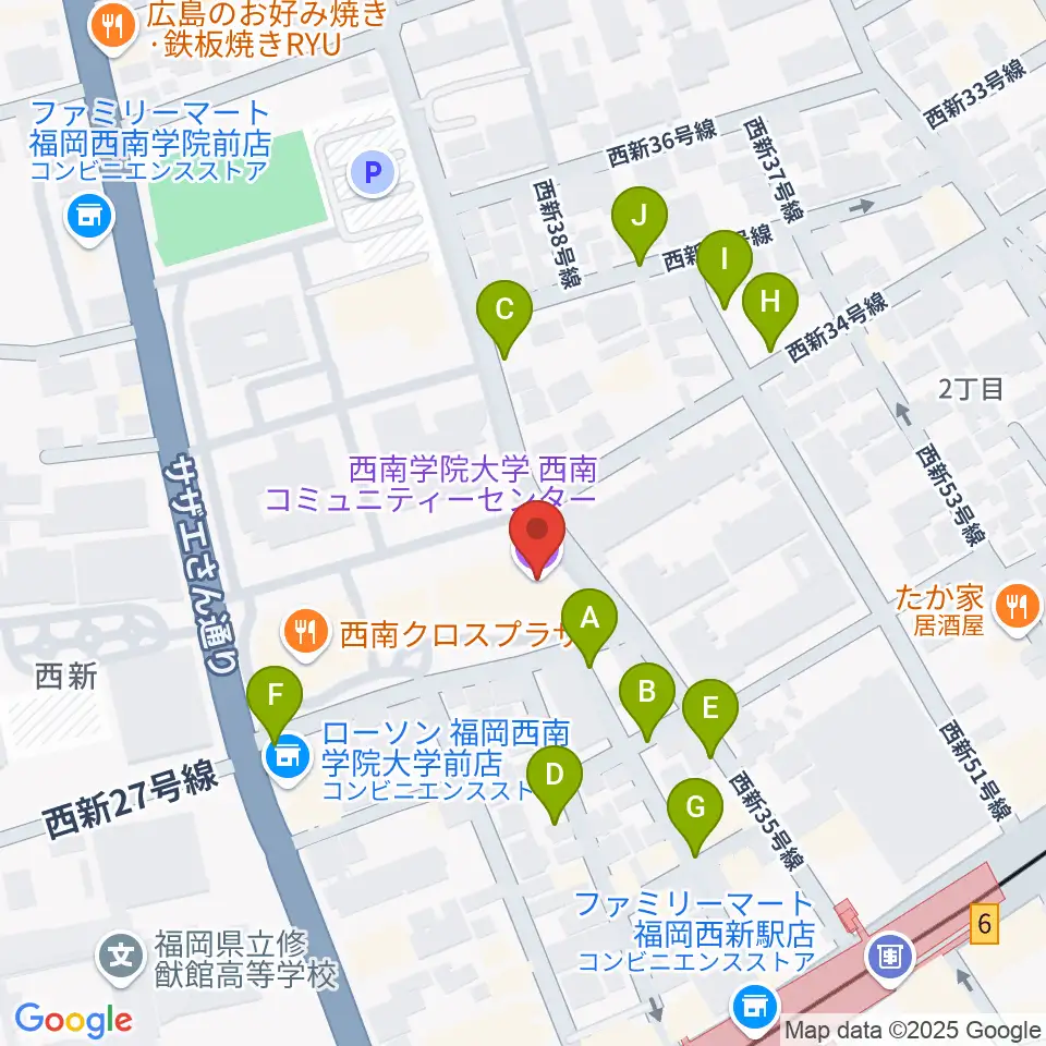 西南コミュニティーセンター周辺の駐車場・コインパーキング一覧地図