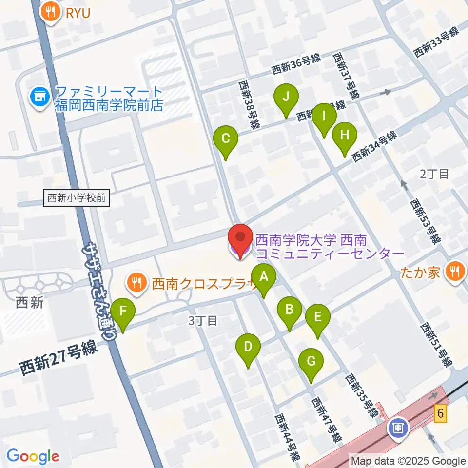 西南コミュニティーセンター周辺の駐車場・コインパーキング一覧地図