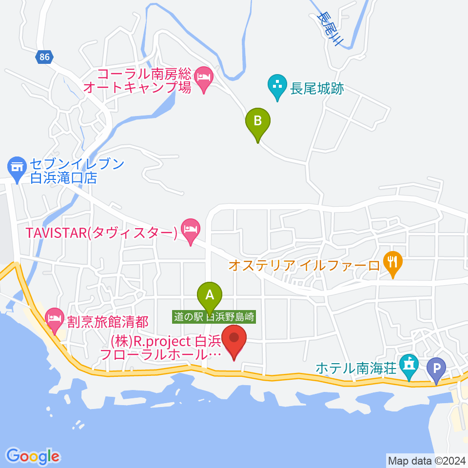 白浜フローラルホール周辺の駐車場・コインパーキング一覧地図