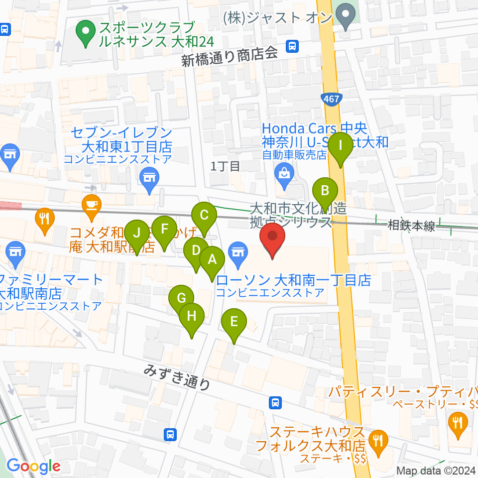 やまと芸術文化ホール周辺の駐車場・コインパーキング一覧地図