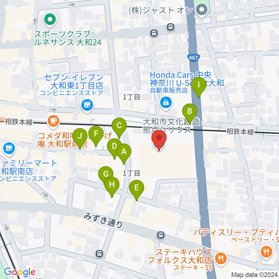 やまと芸術文化ホール周辺の駐車場・コインパーキング一覧地図