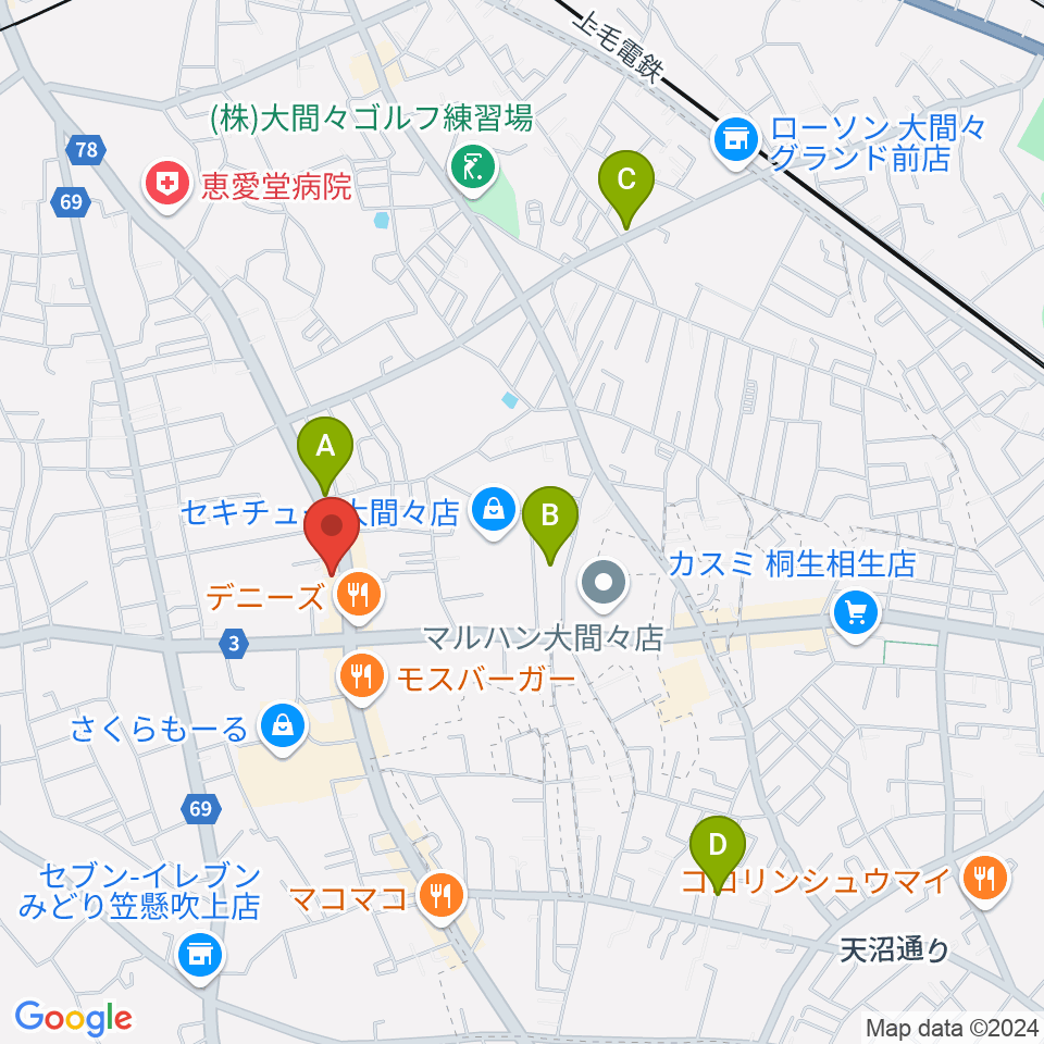 Watar Road Guitars周辺の駐車場・コインパーキング一覧地図