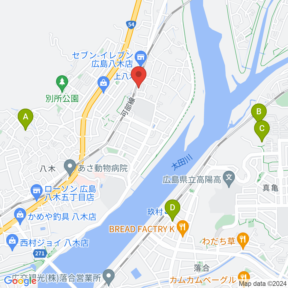 広島カフェ・テアトロ・アビエルト周辺の駐車場・コインパーキング一覧地図