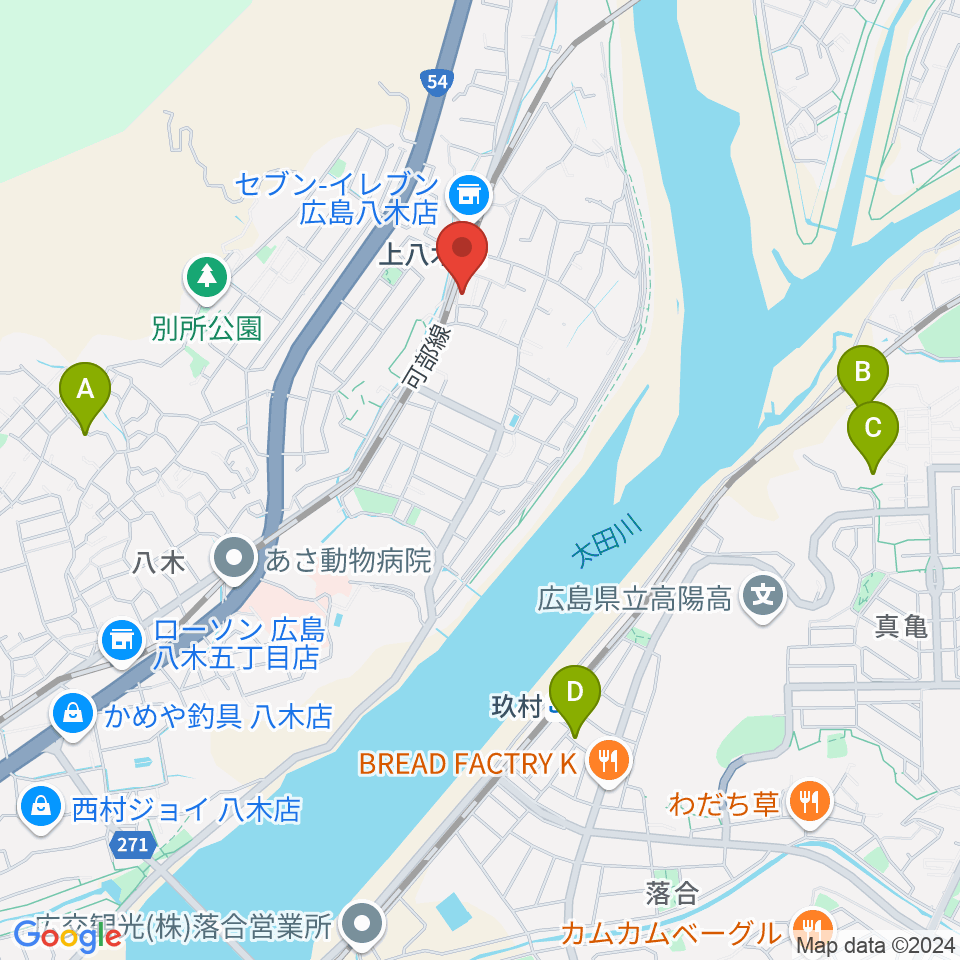 広島カフェ・テアトロ・アビエルト周辺の駐車場・コインパーキング一覧地図