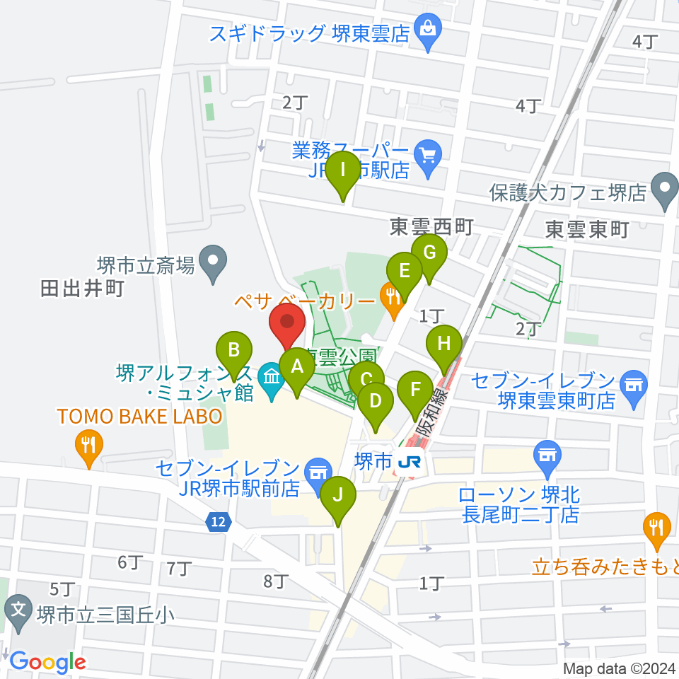 サンスクエア堺周辺の駐車場・コインパーキング一覧地図