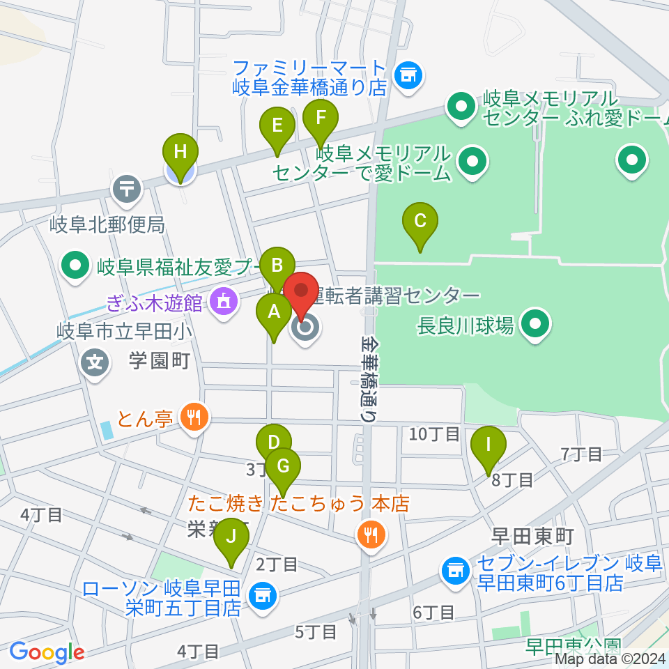 ぎふ清流文化プラザ長良川ホール周辺の駐車場・コインパーキング一覧地図