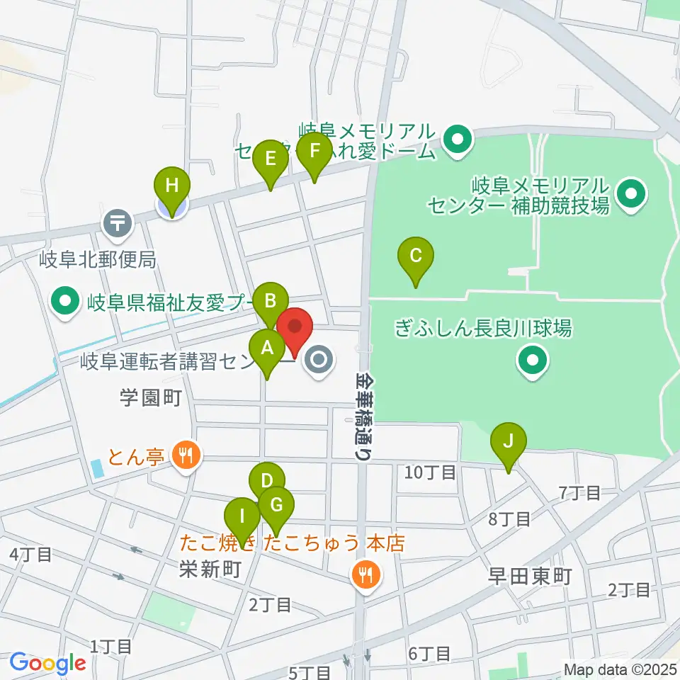 ぎふ清流文化プラザ長良川ホール周辺の駐車場・コインパーキング一覧地図