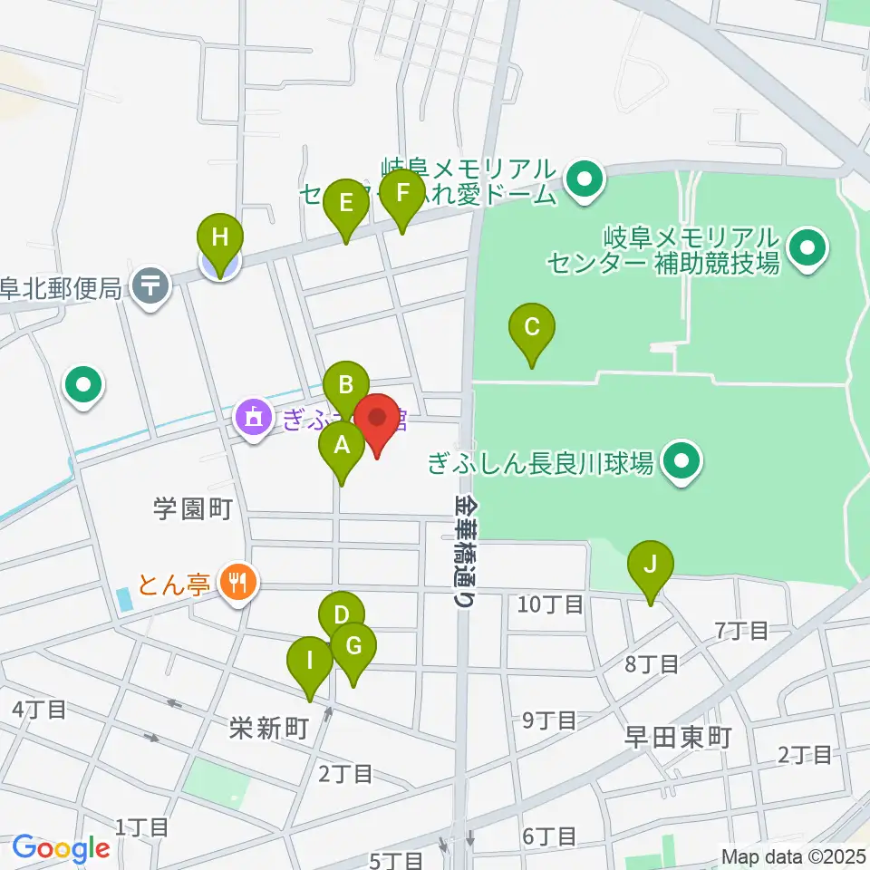 ぎふ清流文化プラザ長良川ホール周辺の駐車場・コインパーキング一覧地図