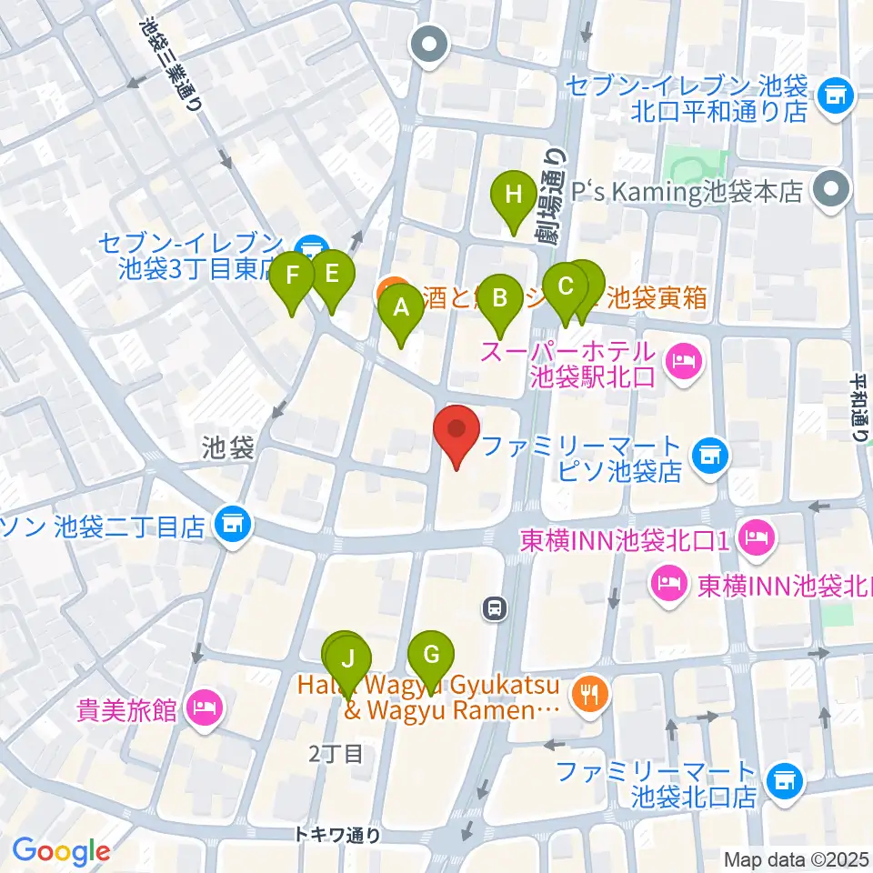 池袋P's Bar周辺の駐車場・コインパーキング一覧地図