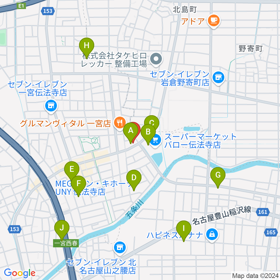 一宮Denpo-G Studio周辺の駐車場・コインパーキング一覧地図