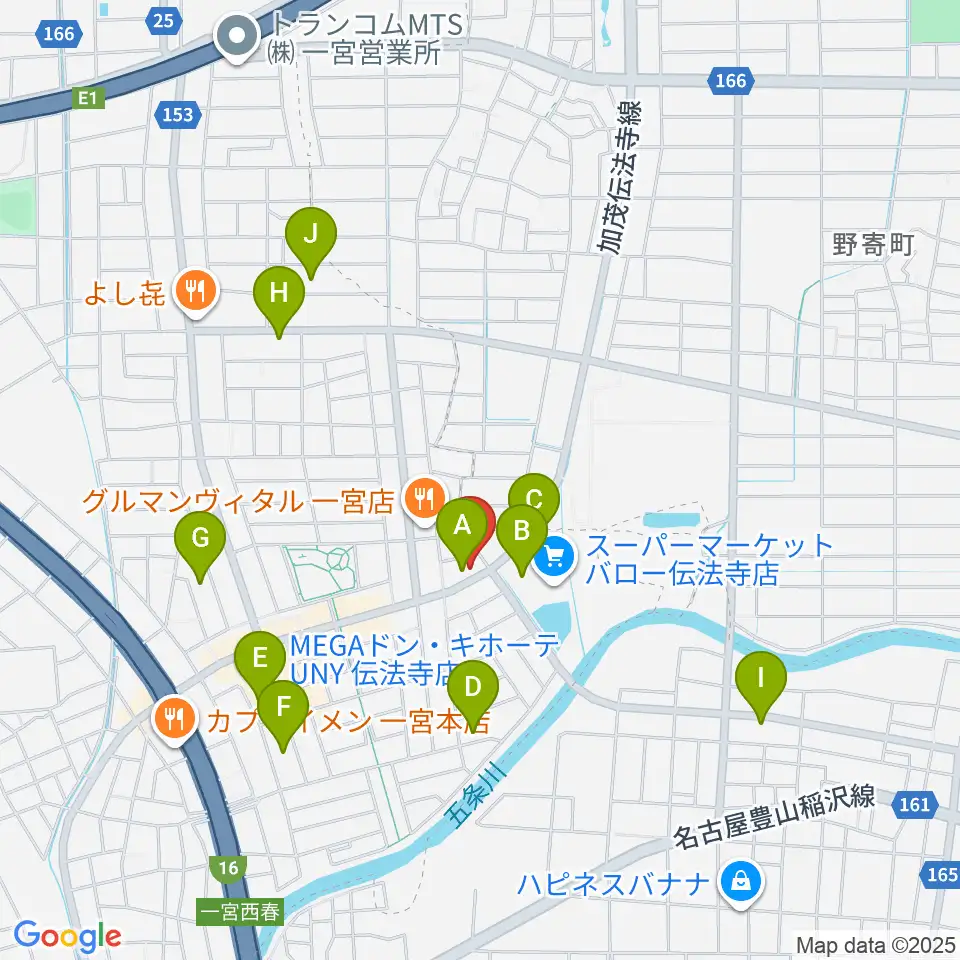 一宮Denpo-G Studio周辺の駐車場・コインパーキング一覧地図