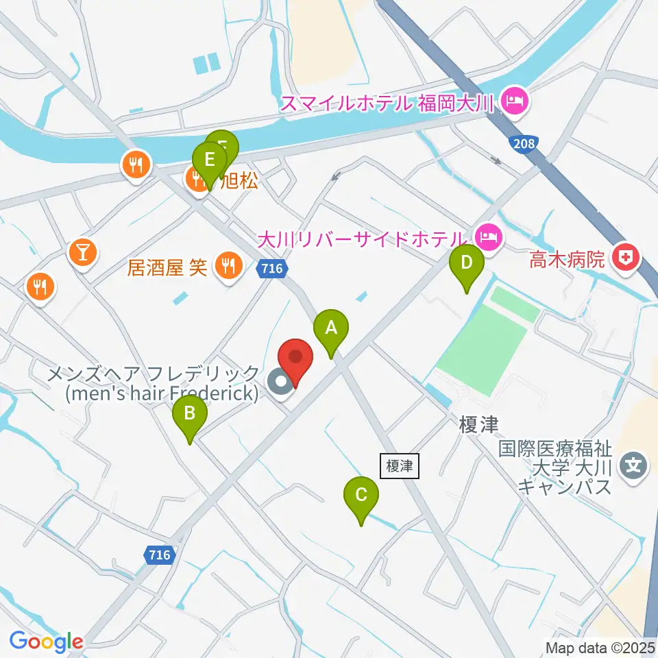 大川ヴィラ・ベルディホール周辺の駐車場・コインパーキング一覧地図