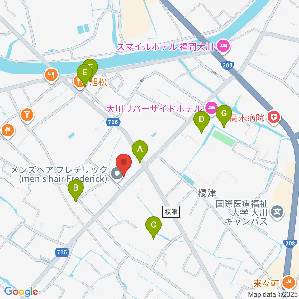 大川ヴィラ・ベルディホール周辺の駐車場・コインパーキング一覧地図