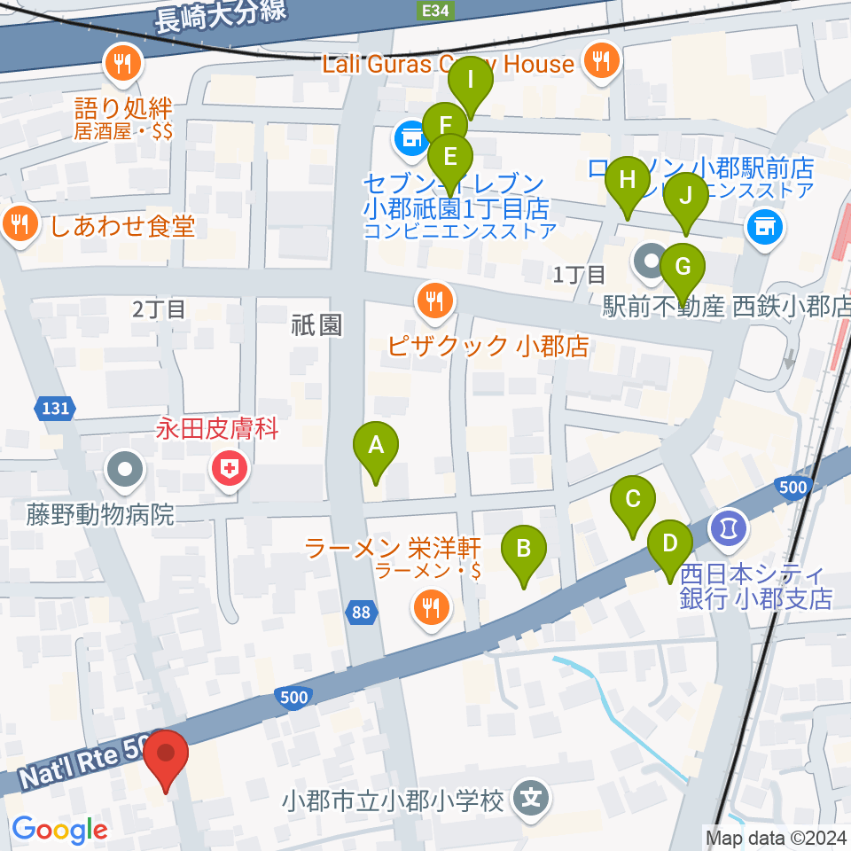 小川楽器 小郡店周辺の駐車場・コインパーキング一覧地図