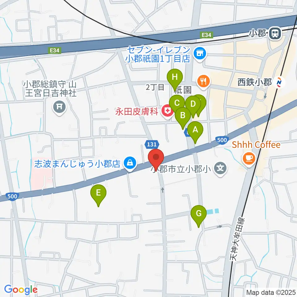 小川楽器 小郡店周辺の駐車場・コインパーキング一覧地図