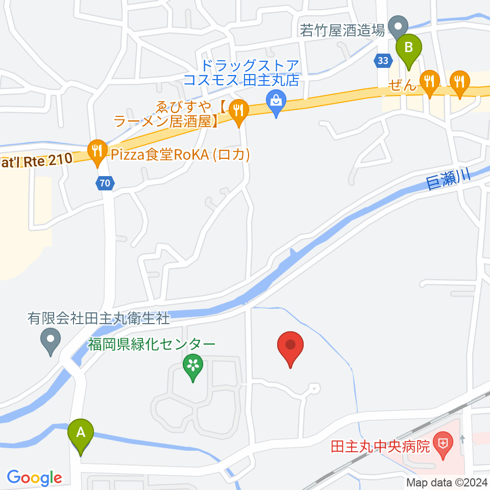 田主丸複合文化施設そよ風ホール周辺の駐車場・コインパーキング一覧地図