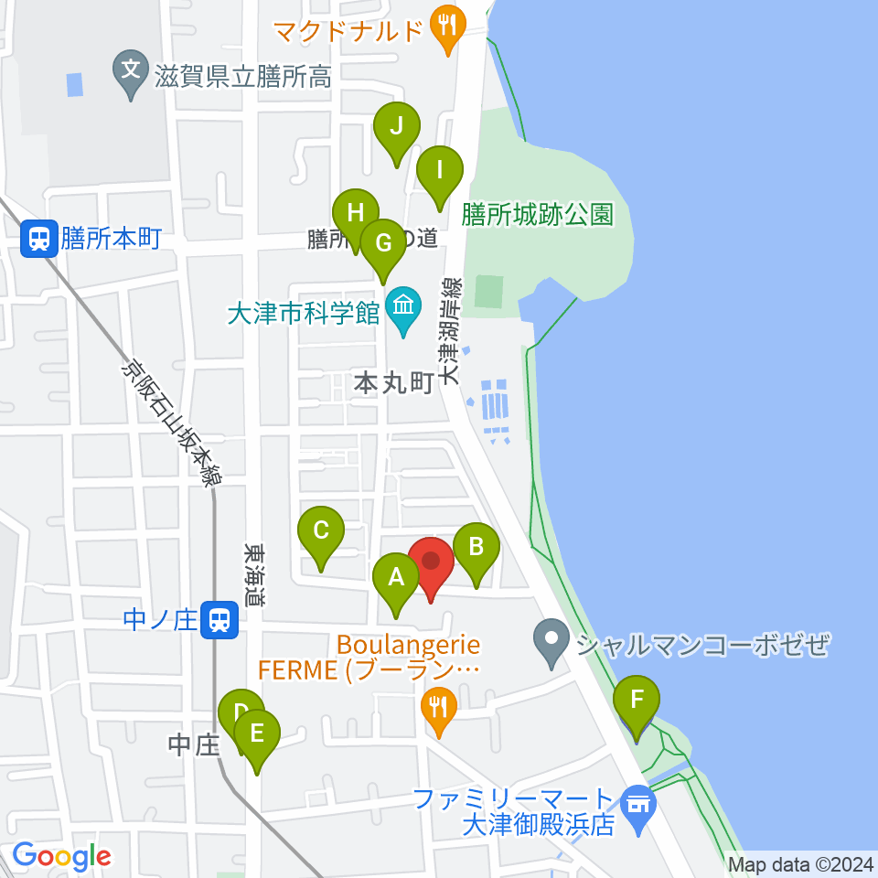 大津市フィガロホール周辺の駐車場・コインパーキング一覧地図
