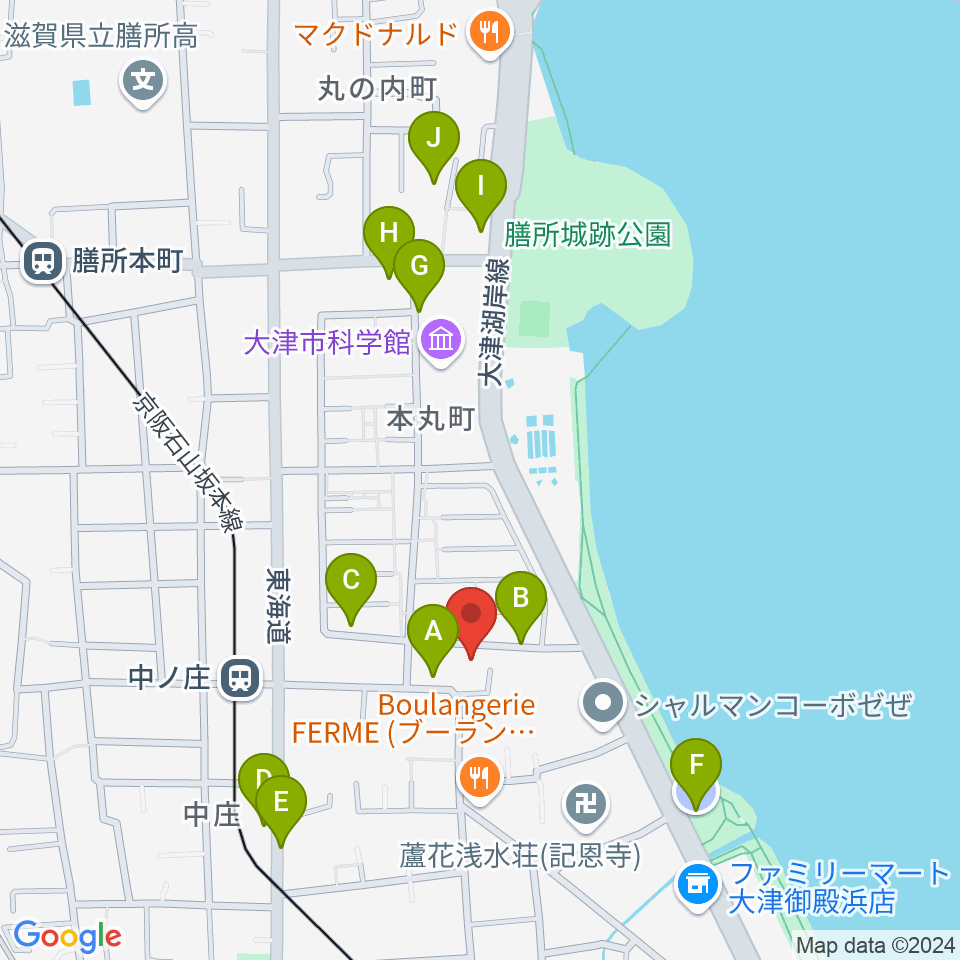 大津市フィガロホール周辺の駐車場・コインパーキング一覧地図