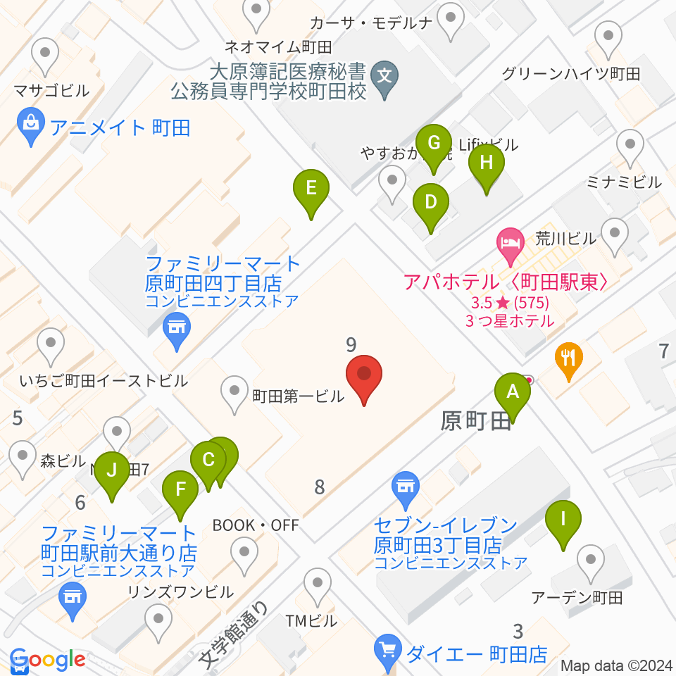 町田市民フォーラム周辺の駐車場・コインパーキング一覧地図