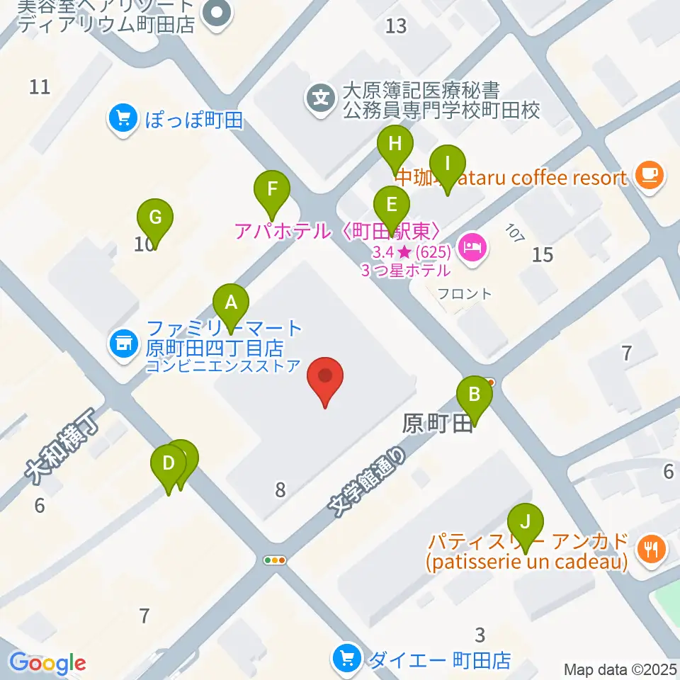 町田市民フォーラム周辺の駐車場・コインパーキング一覧地図
