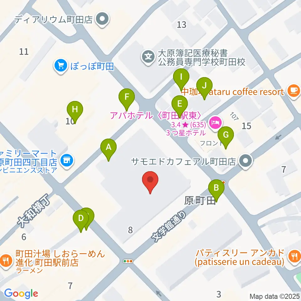 町田市民フォーラム周辺の駐車場・コインパーキング一覧地図