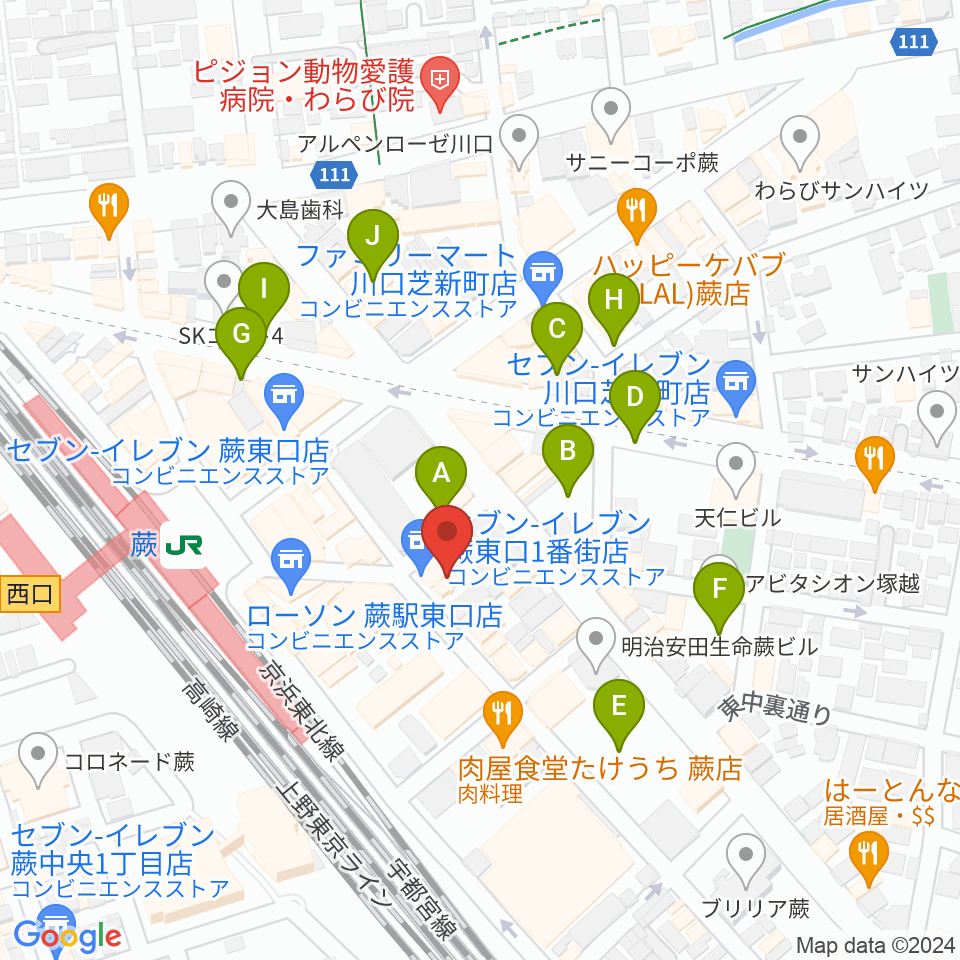 蕨OurDelight周辺の駐車場・コインパーキング一覧地図