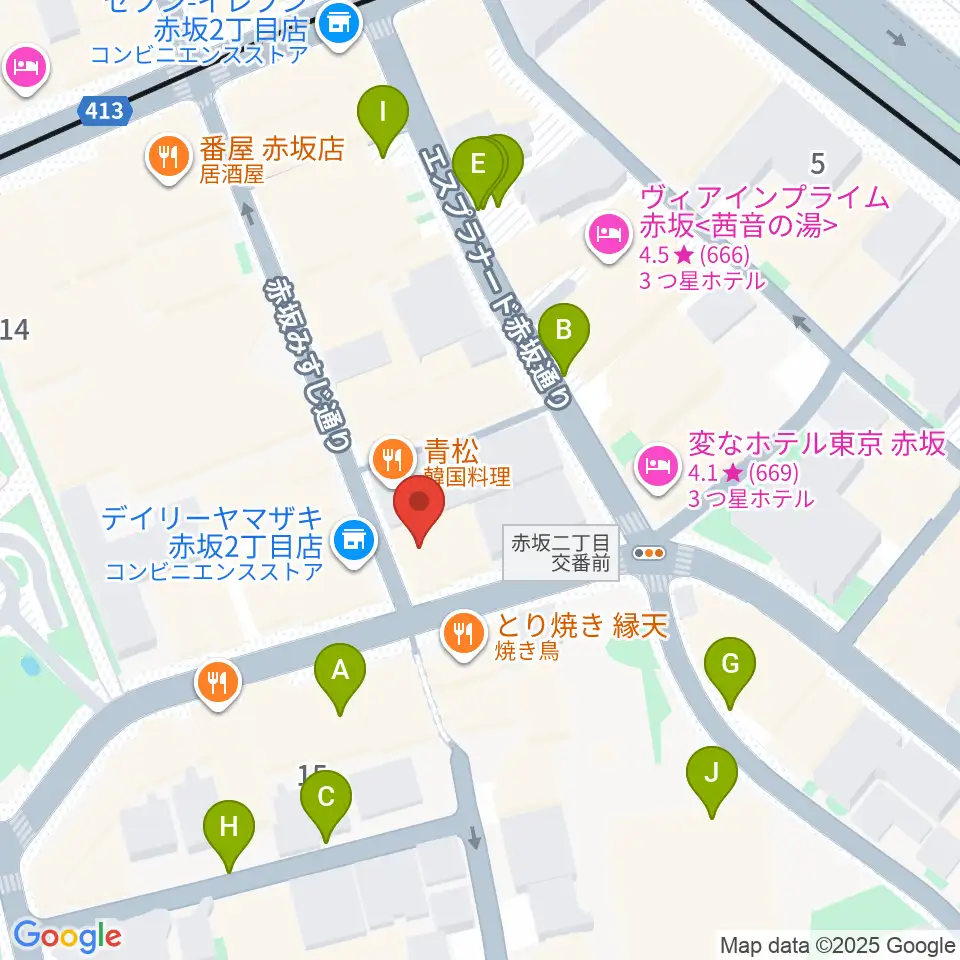 ヴァーチュオーゾ赤坂周辺の駐車場・コインパーキング一覧地図