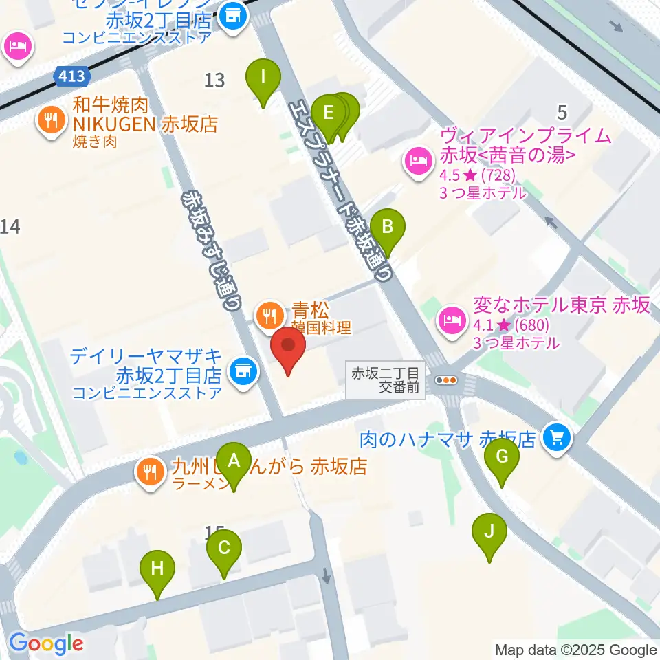 ヴァーチュオーゾ赤坂周辺の駐車場・コインパーキング一覧地図