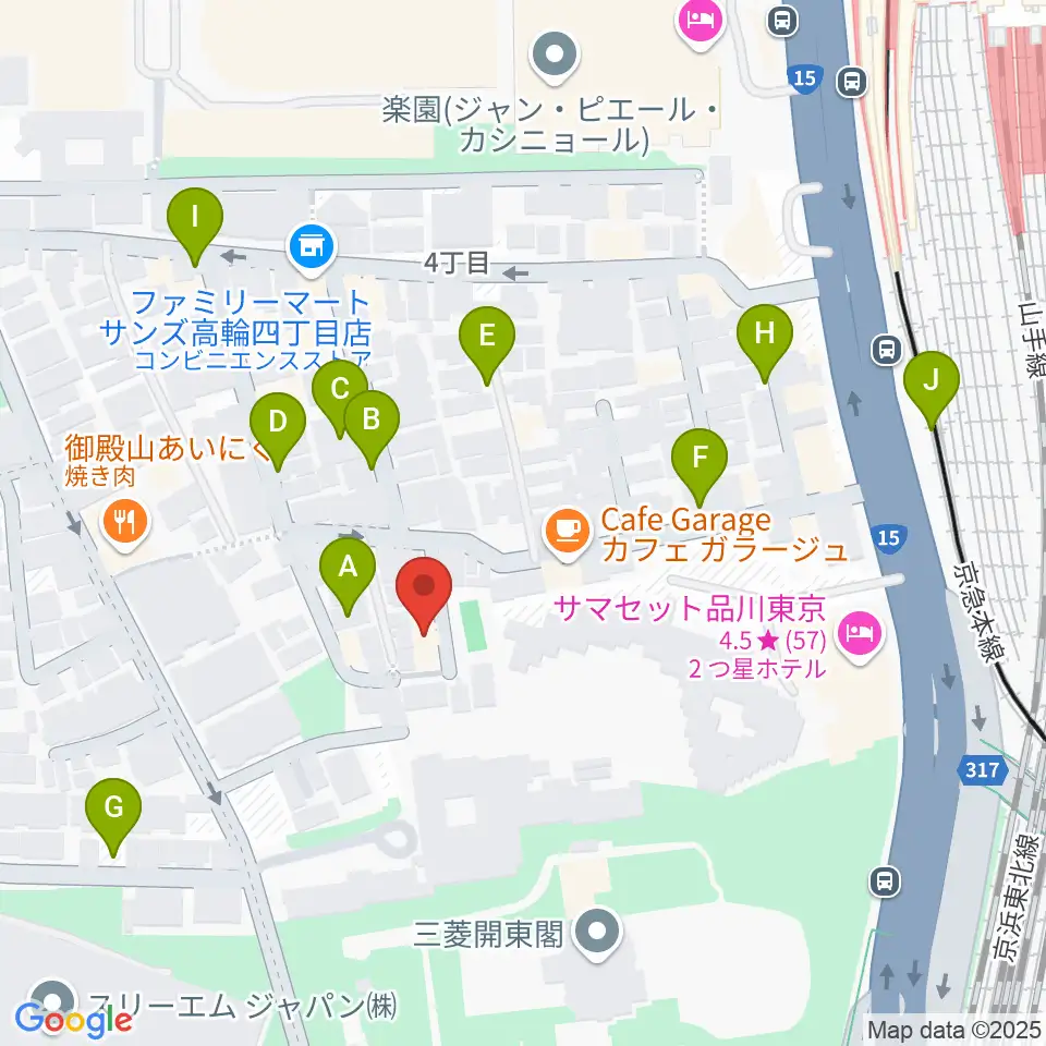 高輪プリンセスガルテン アンビエンテ/アンディムジーク周辺の駐車場・コインパーキング一覧地図