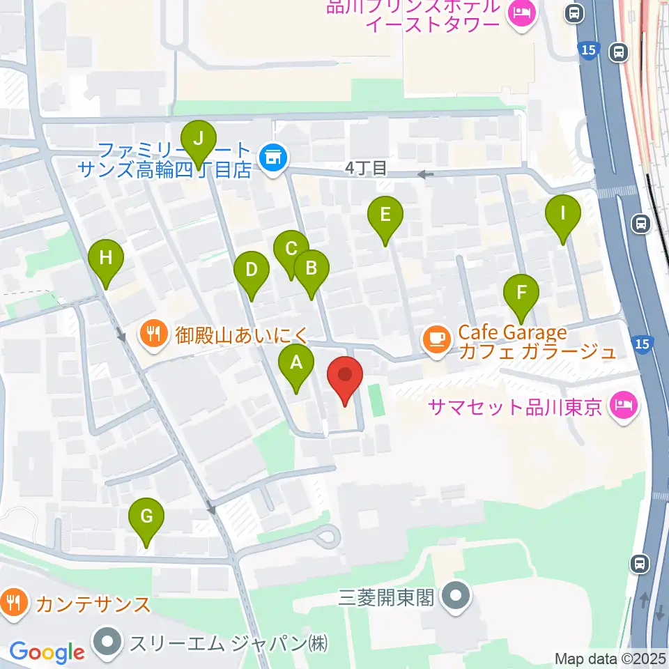 高輪プリンセスガルテン アンビエンテ/アンディムジーク周辺の駐車場・コインパーキング一覧地図