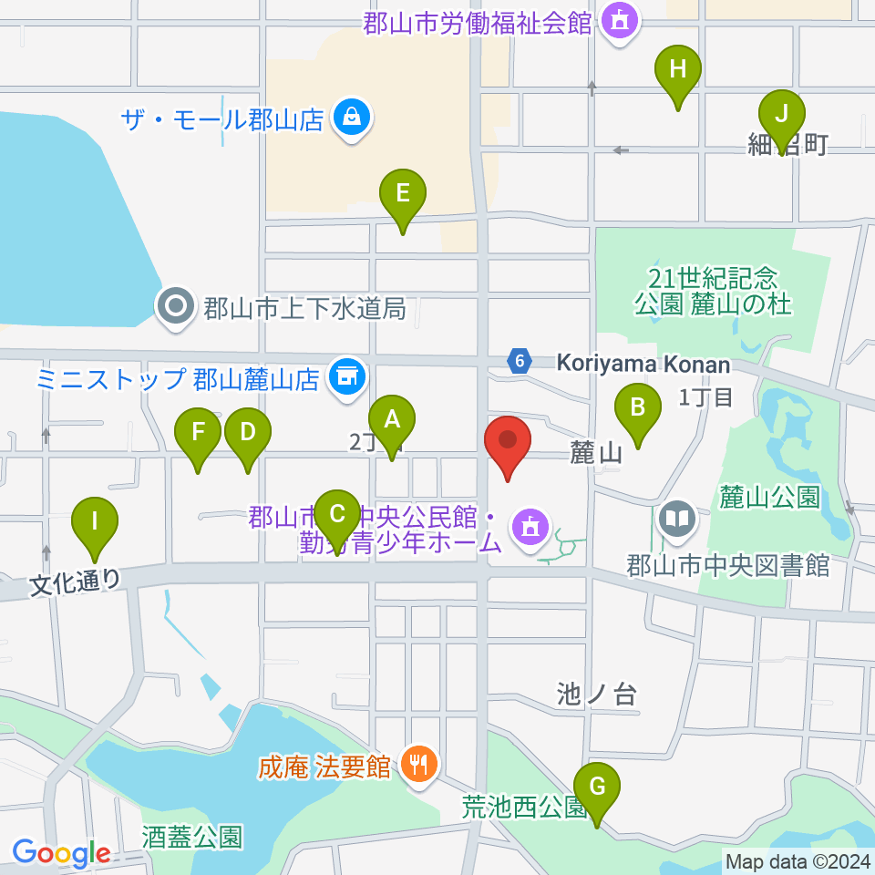 郡山市郡山公会堂周辺の駐車場・コインパーキング一覧地図