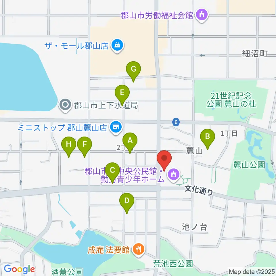郡山市中央公民館・勤労青少年ホーム周辺の駐車場・コインパーキング一覧地図