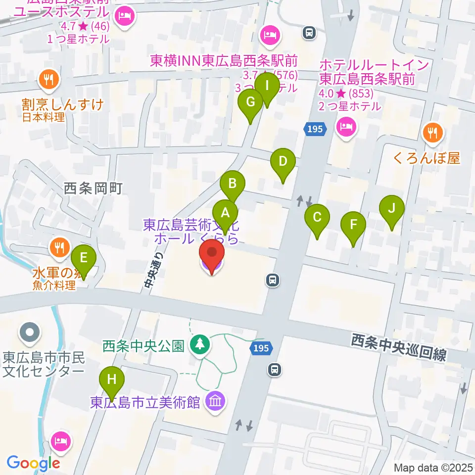 東広島芸術文化ホールくらら周辺の駐車場・コインパーキング一覧地図