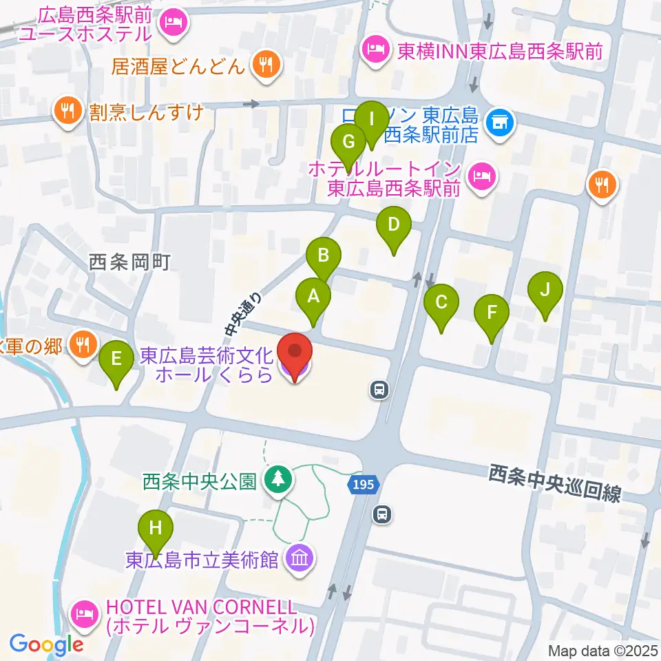 東広島芸術文化ホールくらら周辺の駐車場・コインパーキング一覧地図