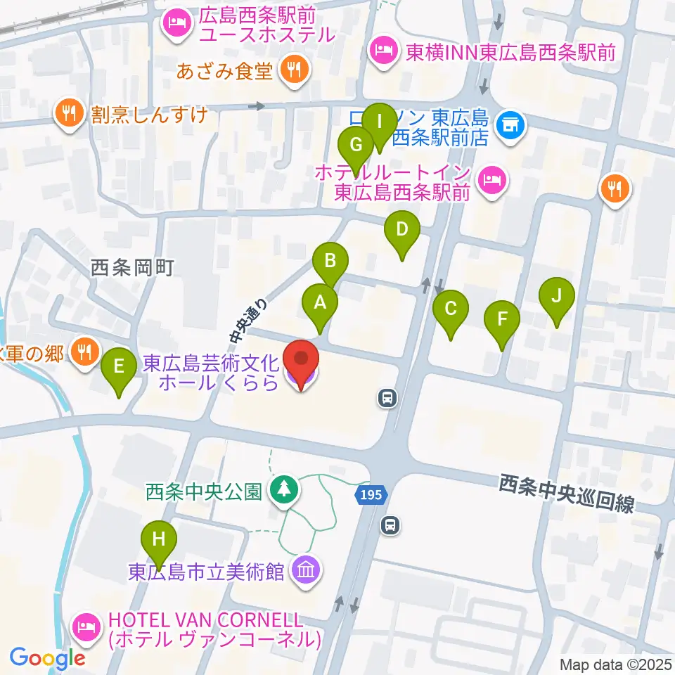 東広島芸術文化ホールくらら周辺の駐車場・コインパーキング一覧地図