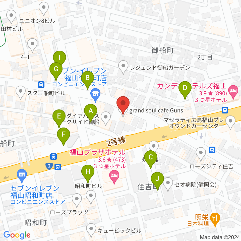 福山ガンズ周辺の駐車場・コインパーキング一覧地図