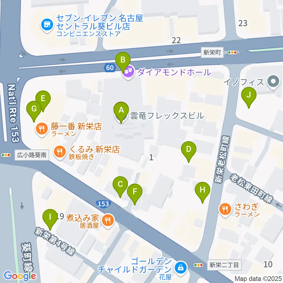 名古屋ダイアモンドホール周辺の駐車場・コインパーキング一覧地図