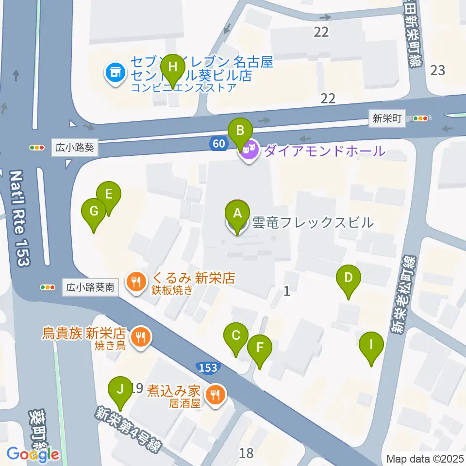 名古屋ダイアモンドホール周辺の駐車場・コインパーキング一覧地図