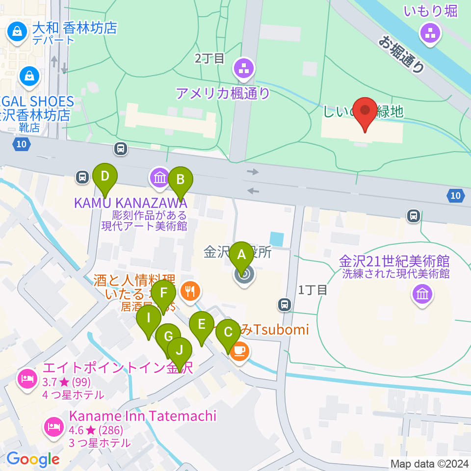 しいのき迎賓館周辺の駐車場・コインパーキング一覧地図