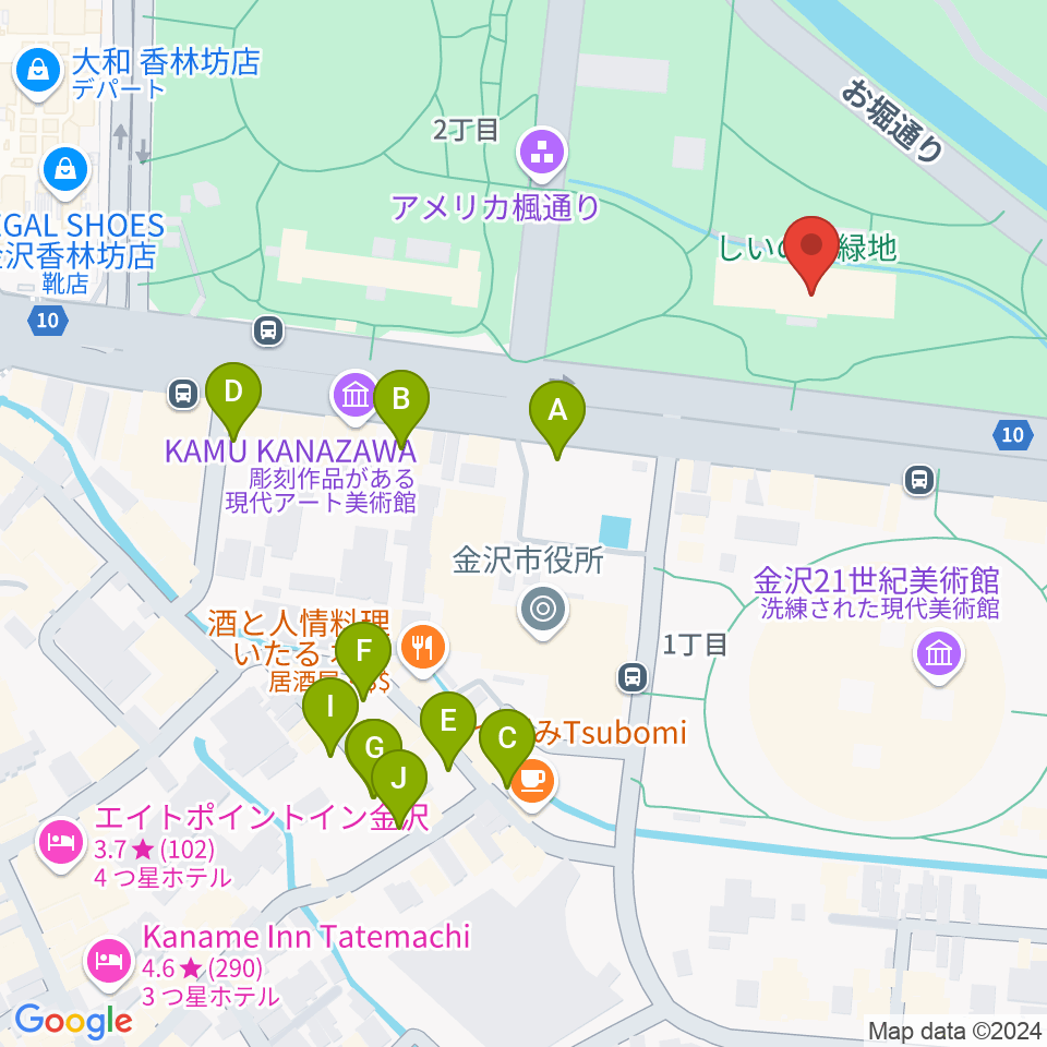 しいのき迎賓館周辺の駐車場・コインパーキング一覧地図