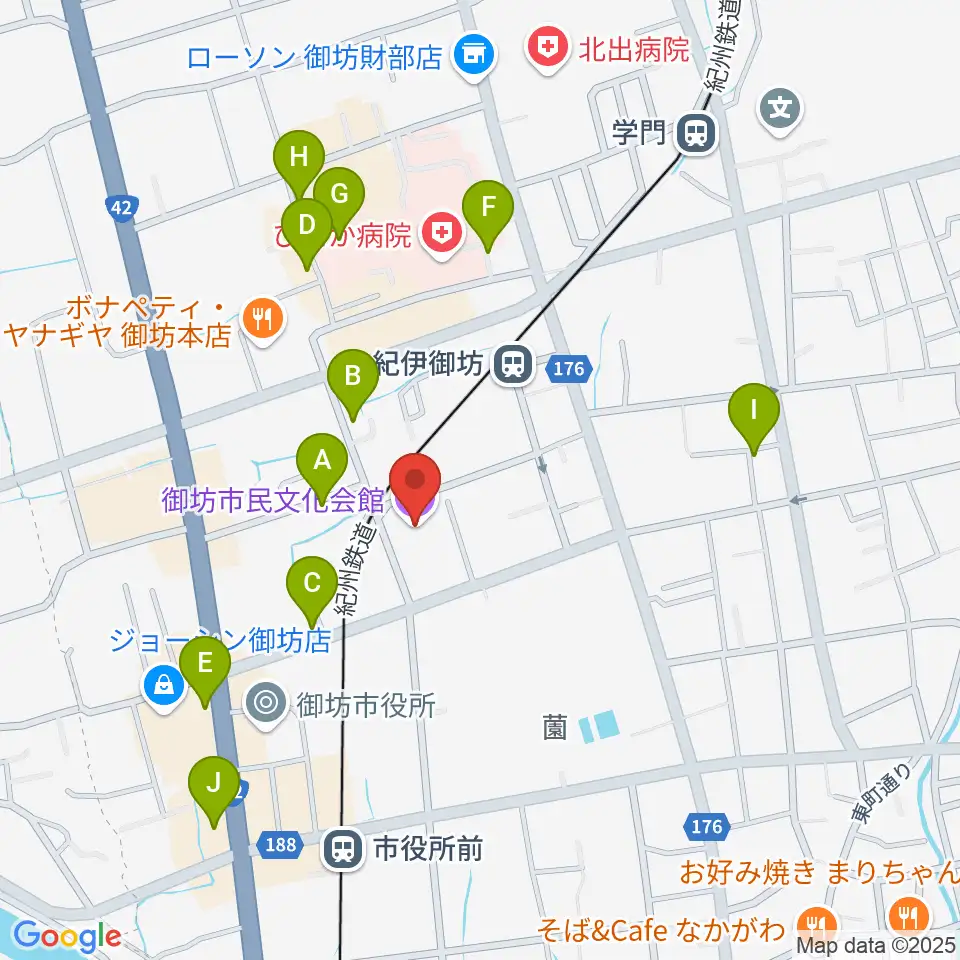 御坊市民文化会館周辺の駐車場・コインパーキング一覧地図