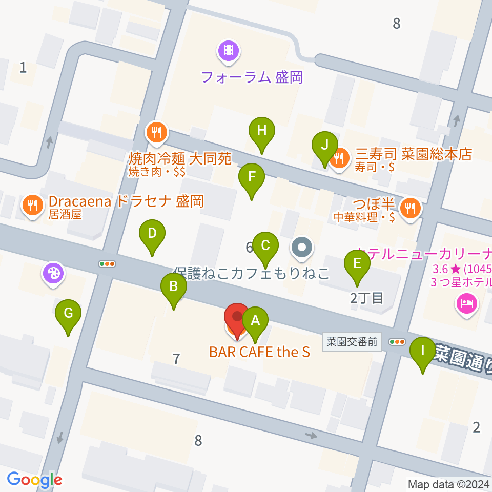 BAR CAFE the S周辺の駐車場・コインパーキング一覧地図