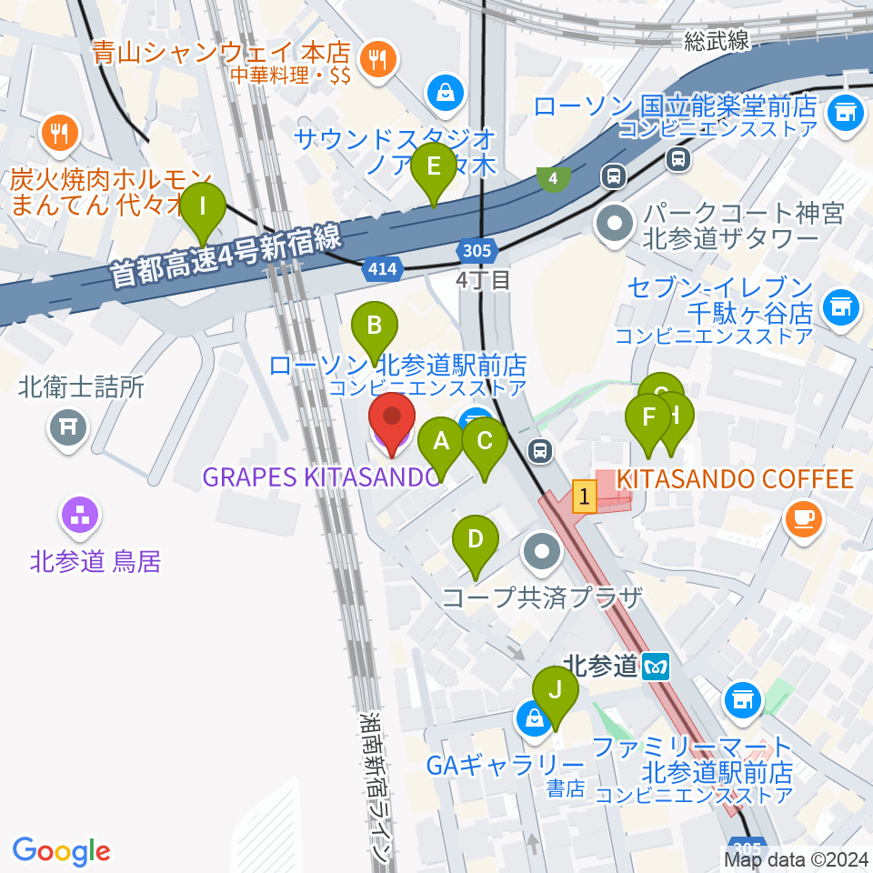 GRAPES北参道周辺の駐車場・コインパーキング一覧地図