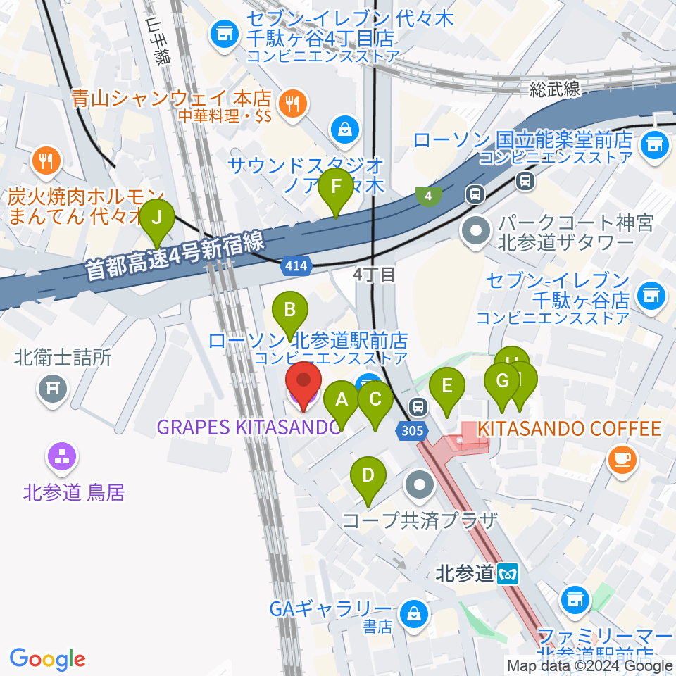 GRAPES北参道周辺の駐車場・コインパーキング一覧地図