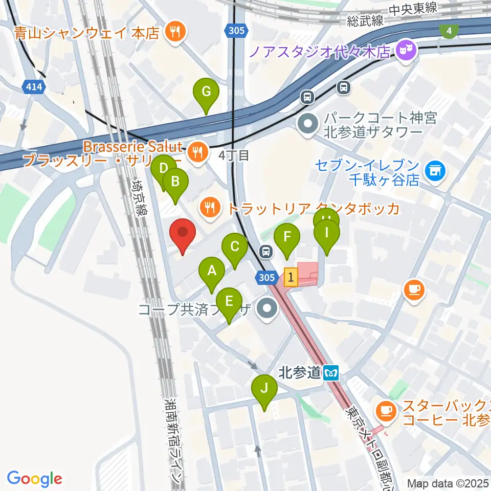 GRAPES北参道周辺の駐車場・コインパーキング一覧地図