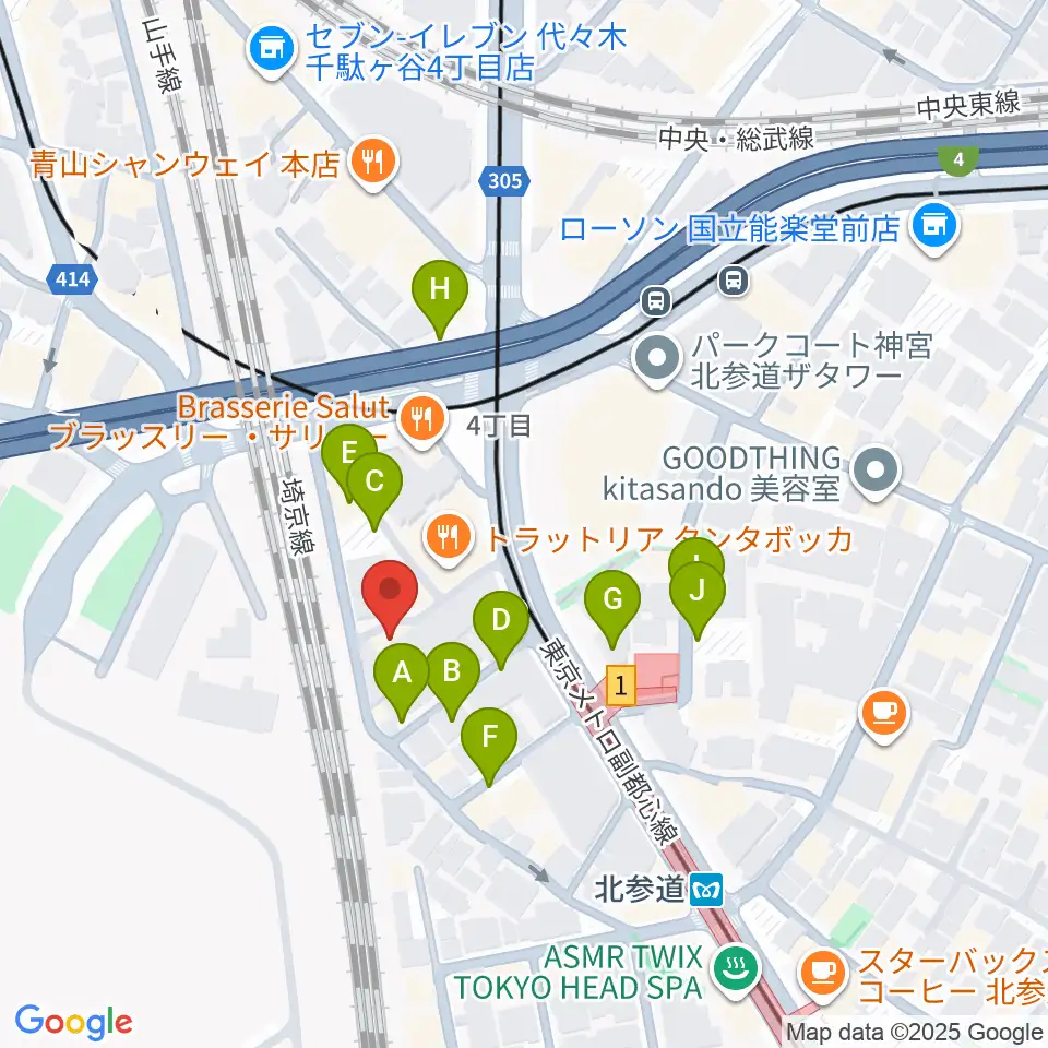 GRAPES北参道周辺の駐車場・コインパーキング一覧地図